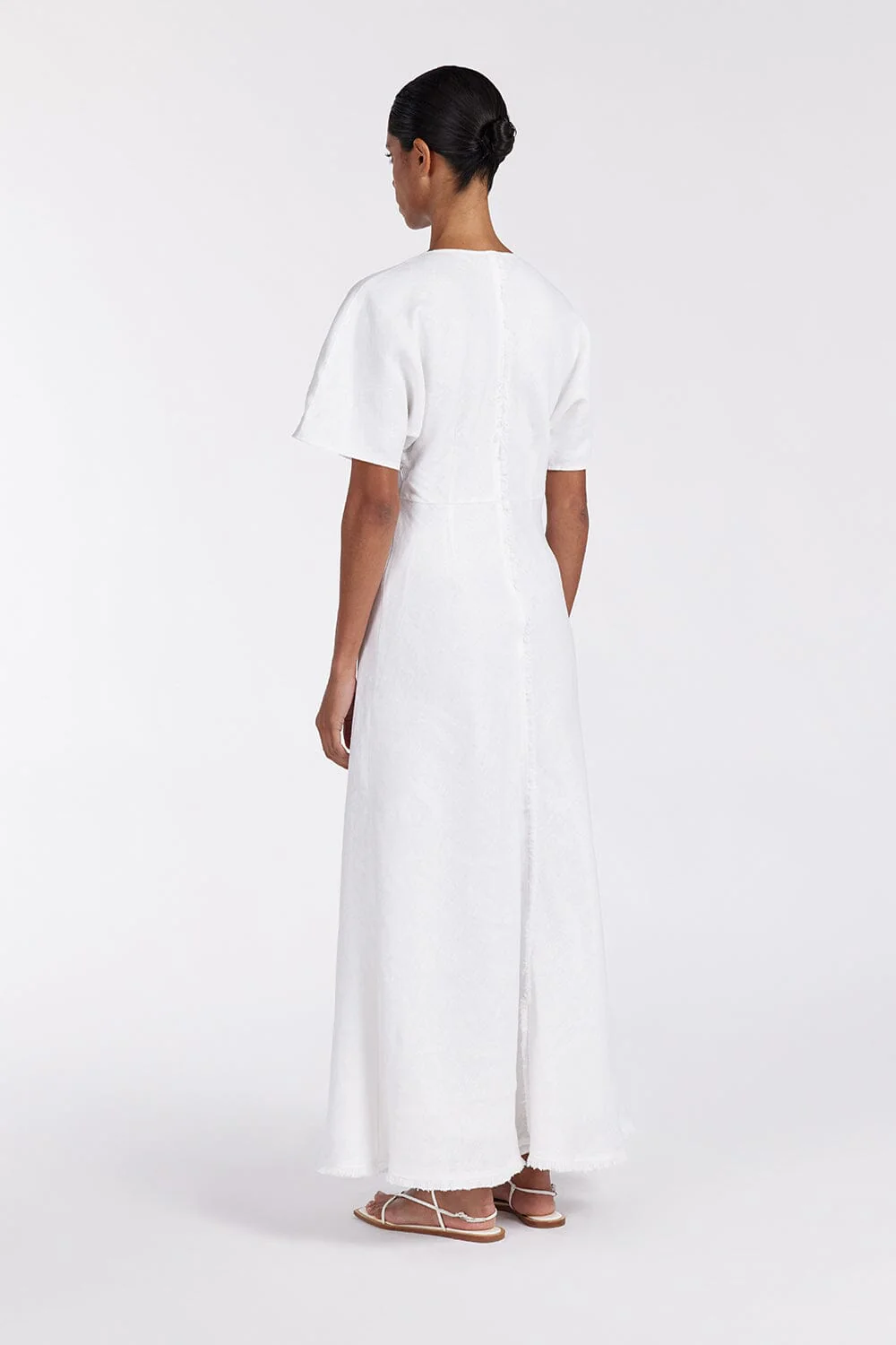 ZAHARA WHITE FRINGED MIDI DRESS - Image 4