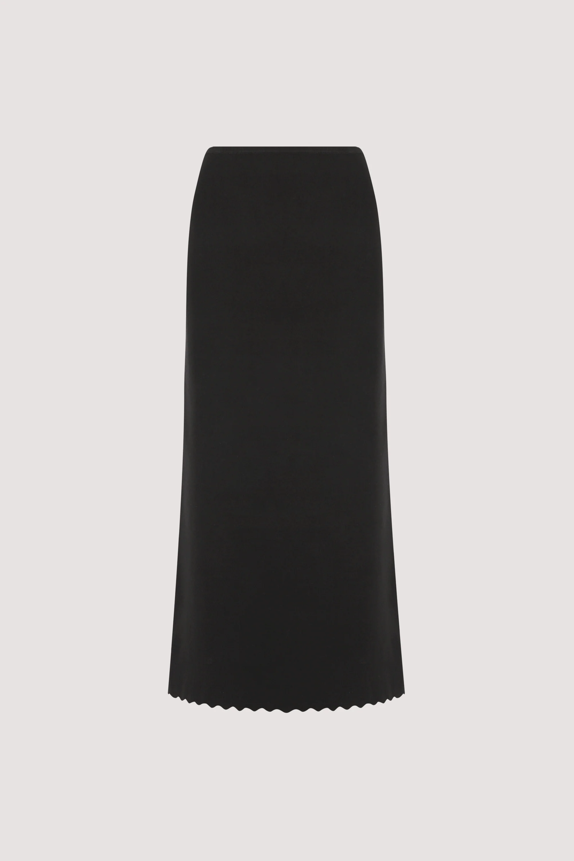 ZOE BLACK SCALLOPED KNIT MIDI SKIRT - Image 6