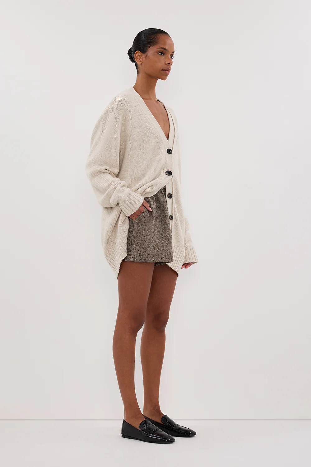 ZOE CHALK LONGLINE CARDIGAN - Image 3