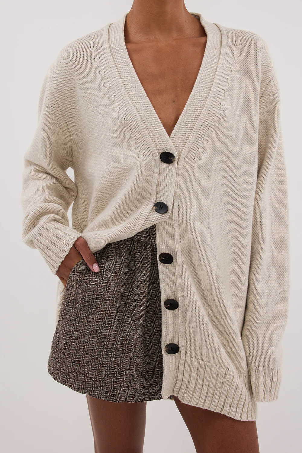 ZOE CHALK LONGLINE CARDIGAN - Image 5